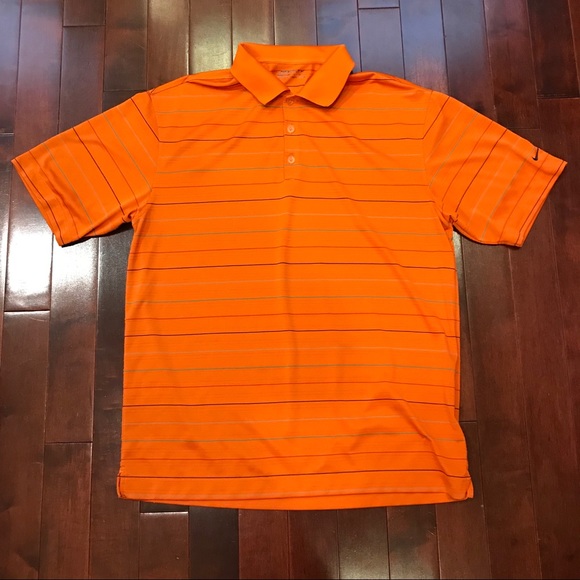 Nike Other - Nike Golf Fit Dry Orange Striped Short Sleeve Polo